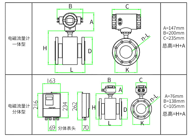 電磁流量計結(jié)構(gòu)外形圖